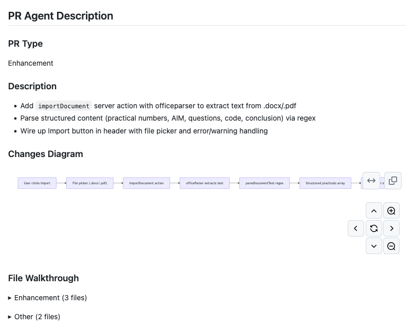 PR Agent AI-generated pull request description using /describe